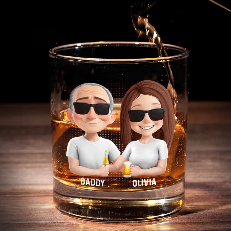Awesome Like My Daughter - Family Personalized Custom Whiskey Glass - Father's Day, Gift For Dad