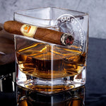 Custom Name Funny Gifts for Dad - Personalized Whiskey Glass with Cigarette Holder