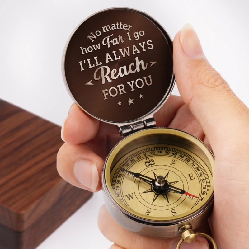 Our Journey Starts With You - Family Personalized Custom Compass - Father's Day, Gift For Dad, Grandpa
