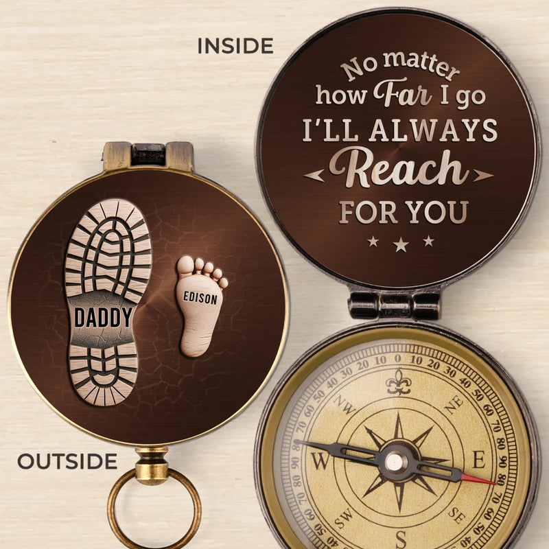 Our Journey Starts With You - Family Personalized Custom Compass - Father's Day, Gift For Dad, Grandpa