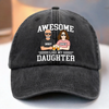 Cool Dad, Cooler Daughter - Family Personalized Custom Vintage Washed Denim Baseball Cap - Father's Day, Gift For Dad