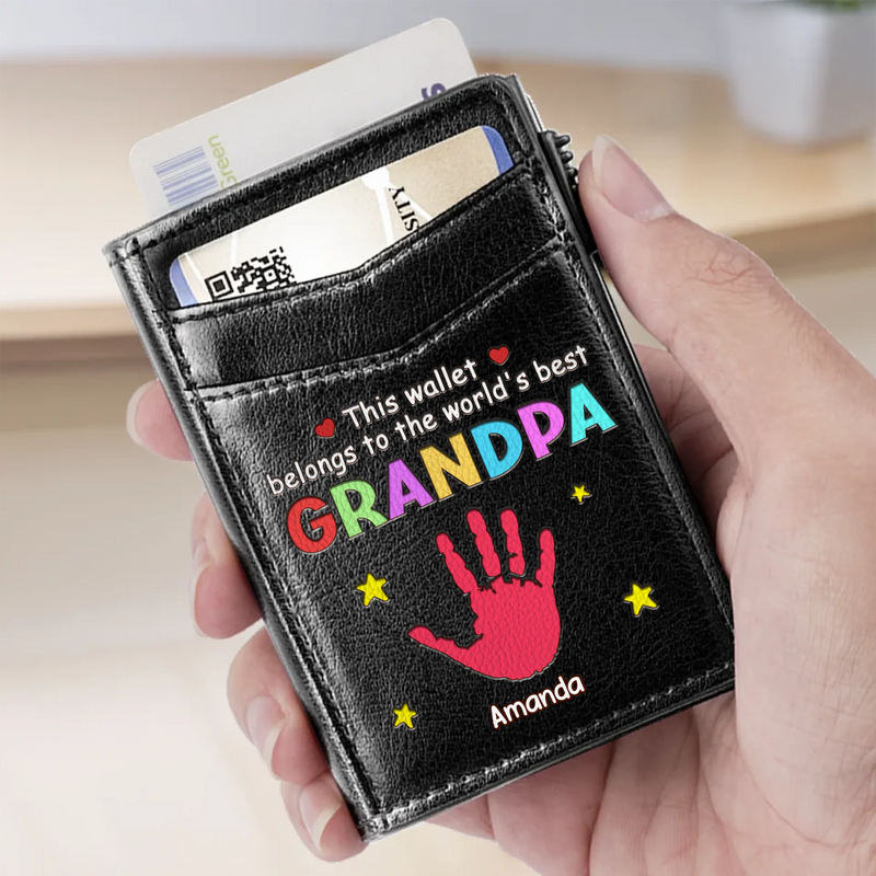 Forever Reaching For You - Family Personalized Custom RFID Blocking Leather Card Holder Wallet - Father's Day, Gift For Dad, Grandpa