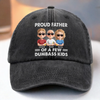 Rooted In Love, Carved In Time - Family Personalized Custom Vintage Washed Denim Baseball Cap - Father's Day, Gift For Dad