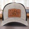All In With Papa - Family Personalized Custom Leather Patch Hat - Father's Day, Gift For Dad, Grandpa