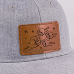 All In With Papa - Family Personalized Custom Leather Patch Hat - Father's Day, Gift For Dad, Grandpa