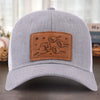 All In With Papa - Family Personalized Custom Leather Patch Hat - Father's Day, Gift For Dad, Grandpa