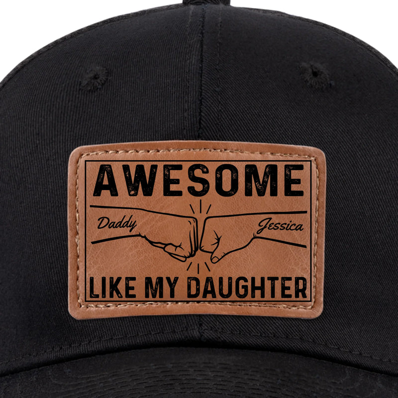 Tiny Hands, Big Love - Family Personalized Custom Leather Patch Hat - Father's Day, Gift For Dad, Daughter