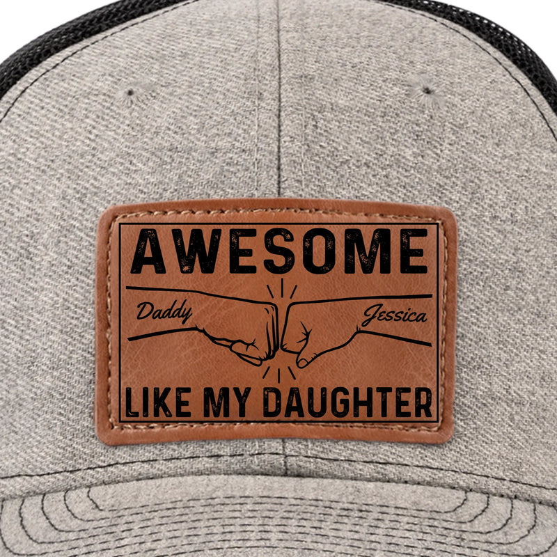 Tiny Hands, Big Love - Family Personalized Custom Leather Patch Hat - Father's Day, Gift For Dad, Daughter