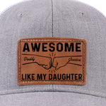 Tiny Hands, Big Love - Family Personalized Custom Leather Patch Hat - Father's Day, Gift For Dad, Daughter