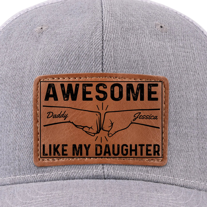 Tiny Hands, Big Love - Family Personalized Custom Leather Patch Hat - Father's Day, Gift For Dad, Daughter
