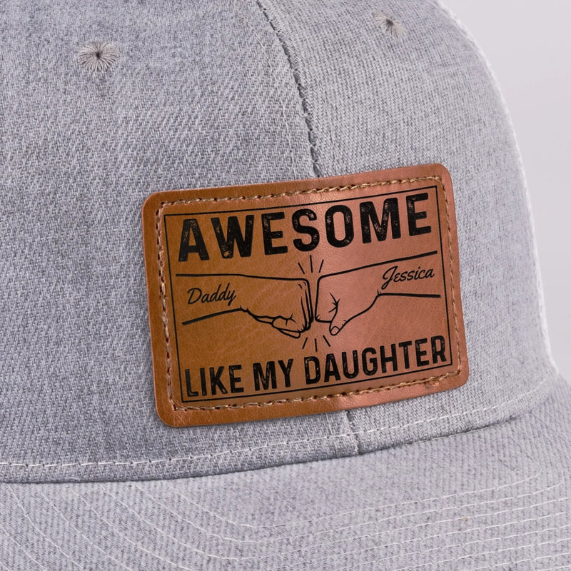 Tiny Hands, Big Love - Family Personalized Custom Leather Patch Hat - Father's Day, Gift For Dad, Daughter