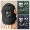 Hands Down, World's Best Dad - Family Personalized Custom Vintage Washed Denim Baseball Cap - Father's Day, Gift For Dad, Grandpa, Family Members