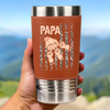 The Hand That Guides Us - Family Personalized Custom Printed Leather Tumbler - Father's Day, Gift For Dad, Grandpa, Family Members