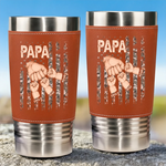 The Hand That Guides Us - Family Personalized Custom Printed Leather Tumbler - Father's Day, Gift For Dad, Grandpa, Family Members