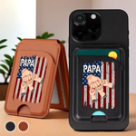 Together, Always With Papa - Family Personalized Custom Magnetic Wallet For iPhone - Father's Day, Gift For Dad, Grandpa