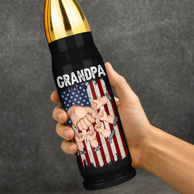 Bonded By Blood, United By Love - Family Personalized Custom Bullet Tumbler - Father's Day, Gift For Dad, Grandpa