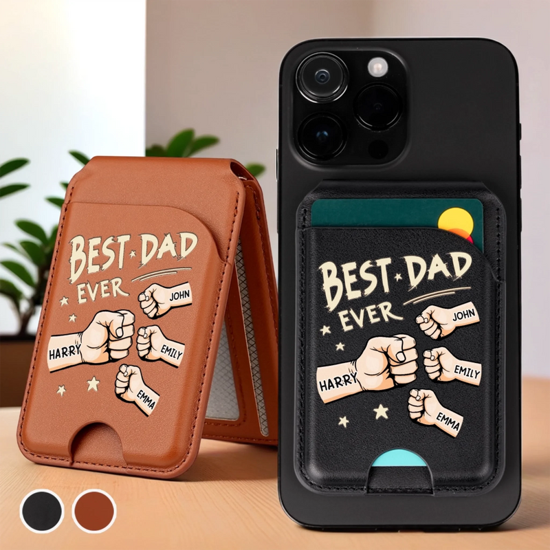 His Hands, Our Heroes - Family Personalized Custom Magnetic Wallet For iPhone - Father's Day, Gift For Dad, Grandpa