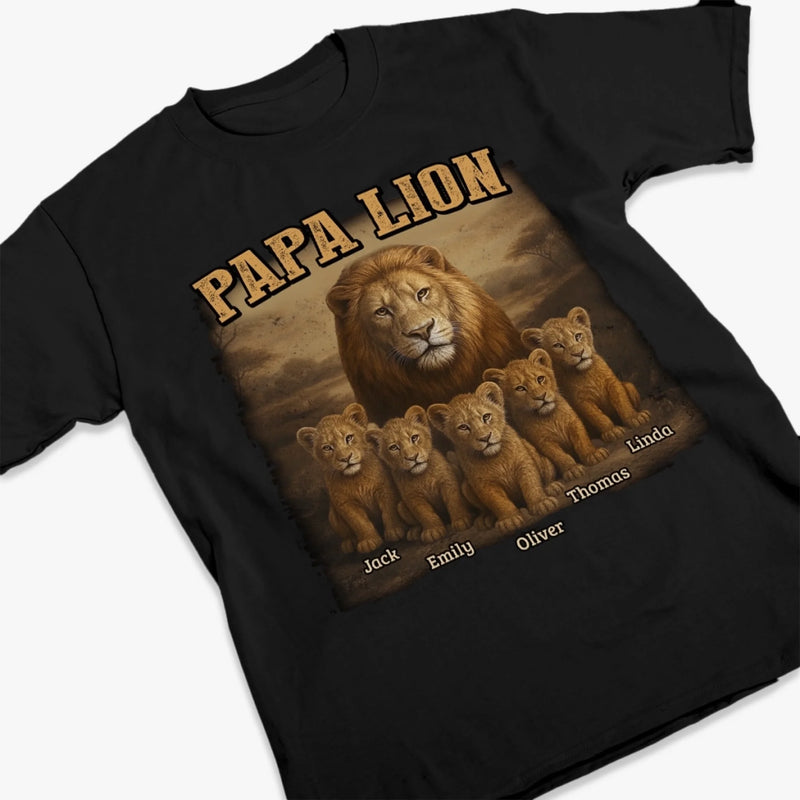 Papa Lion, Forever Proud - Family Personalized Custom Unisex T-shirt, Premium T-shirt, Hoodie - Father's Day, Gift For Dad, Grandpa