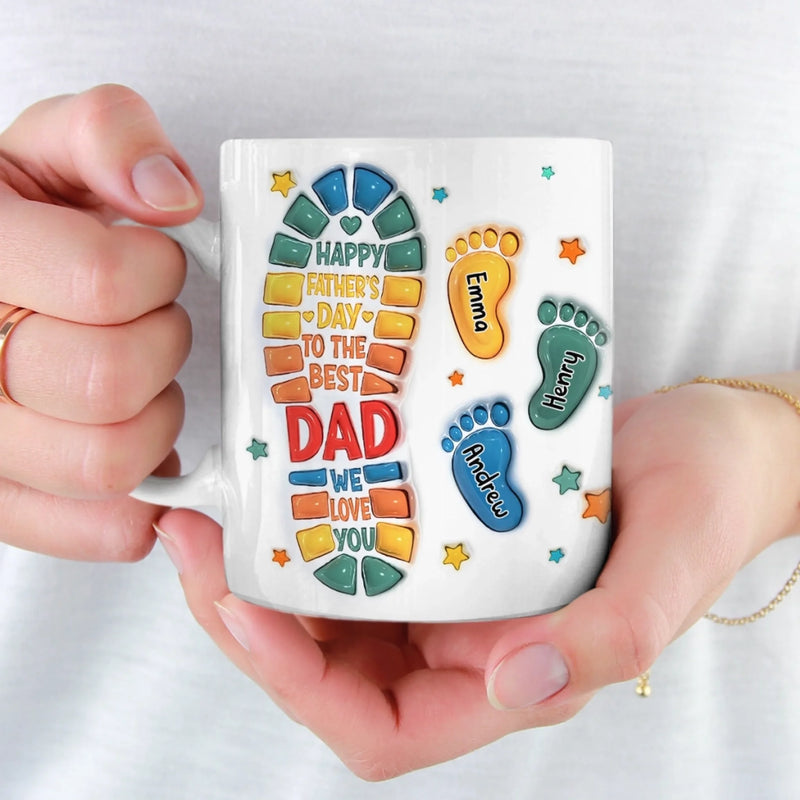 Following In Your Footsteps - Family Personalized Custom 3D Inflated Effect Printed Mug - Father's Day, Gift For Dad, Grandpa