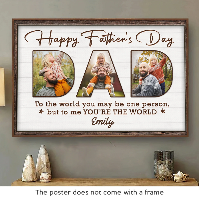 Custom Photo You Make Our World Complete - Family Personalized Custom Horizontal Poster - Father's Day, Gift For Dad, Grandpa