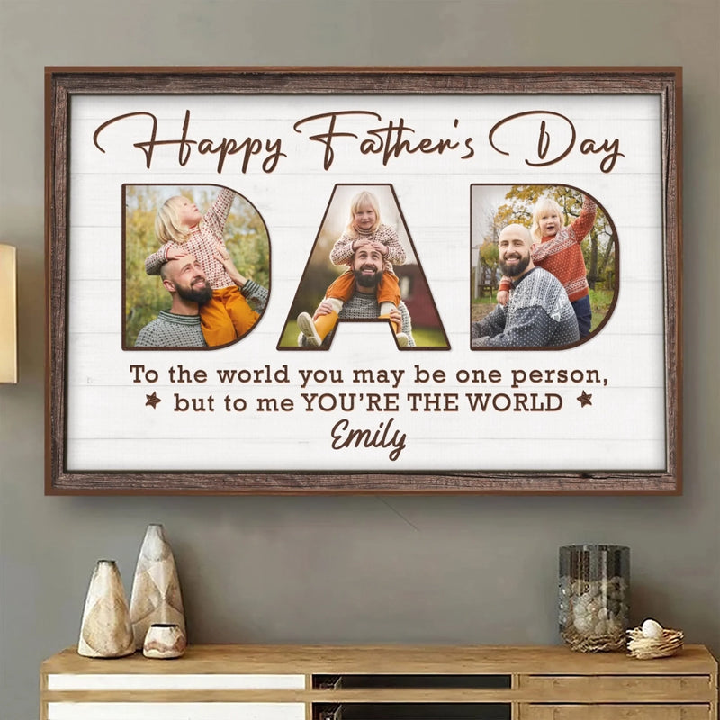 Custom Photo You Make Our World Complete - Family Personalized Custom Horizontal Poster - Father's Day, Gift For Dad, Grandpa