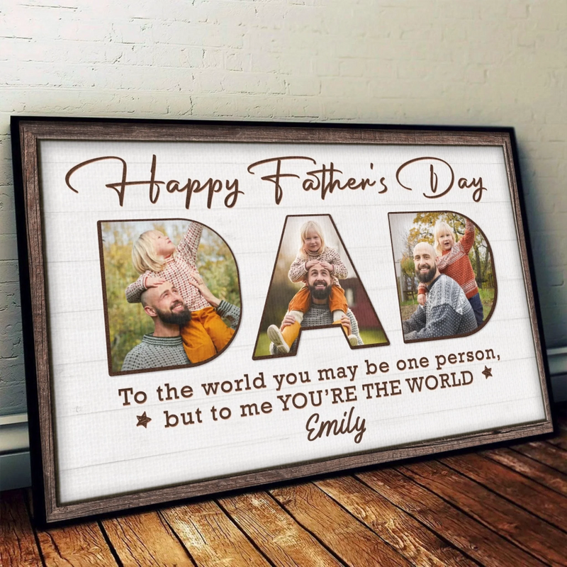 Custom Photo You Make Our World Complete - Family Personalized Custom Horizontal Poster - Father's Day, Gift For Dad, Grandpa