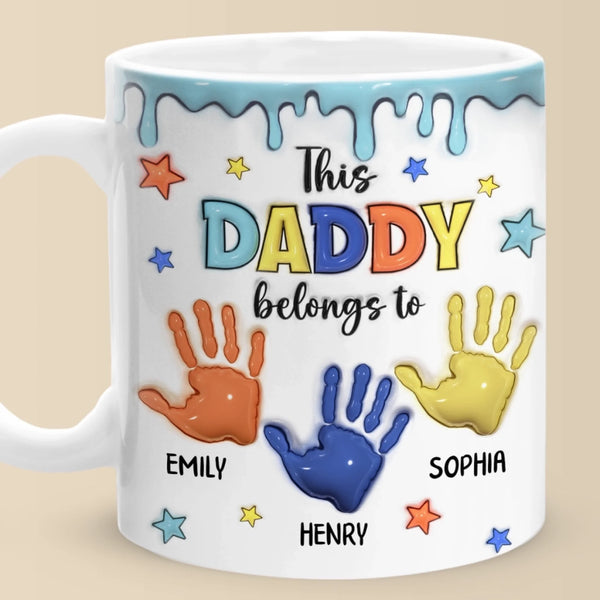 Little Hands Big Love Family Personalized Custom 3D Inflated Effect Printed Mug Father's Day Mug Gift For Dad Grandpa