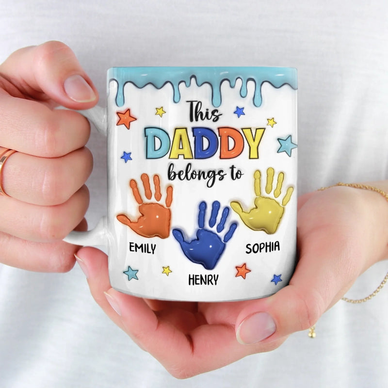 Little Hands, Big Love - Family Personalized Custom 3D Inflated Effect Printed Mug - Father's Day, Gift For Dad, Grandpa