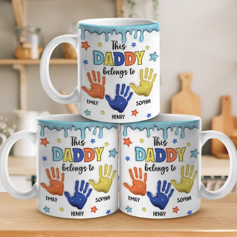 Little Hands, Big Love - Family Personalized Custom 3D Inflated Effect Printed Mug - Father's Day, Gift For Dad, Grandpa