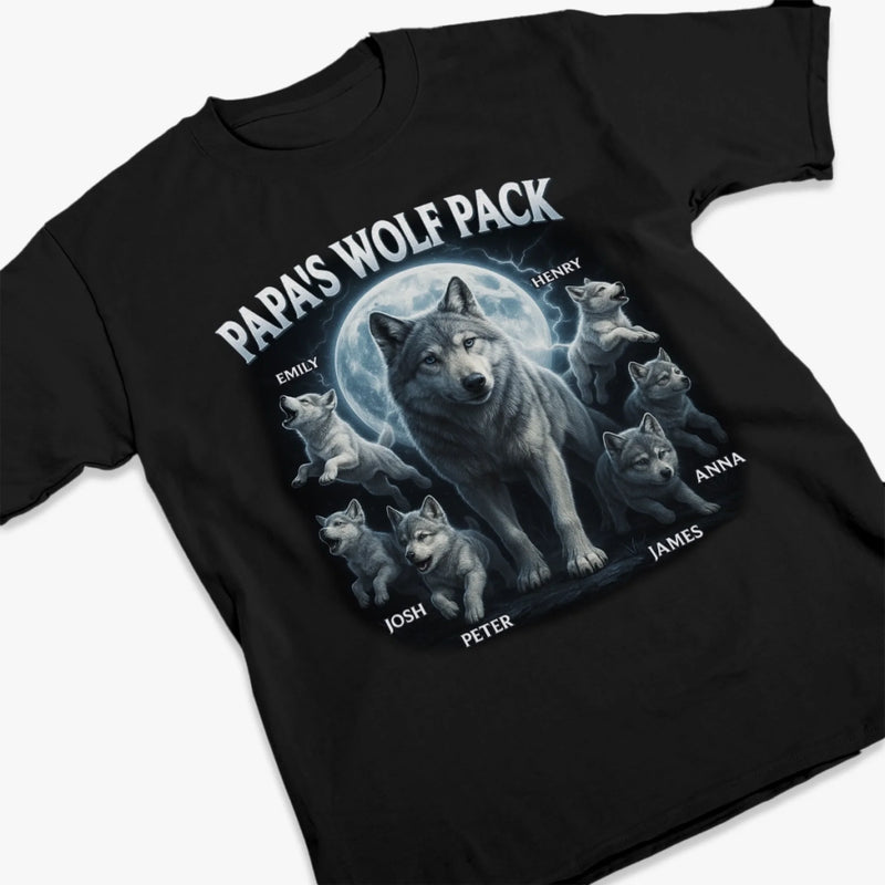 Wolf Pack Forever - Family Personalized Custom Unisex T-shirt, Premium T-shirt, Hoodie - Father's Day, Gift For Dad, Grandpa