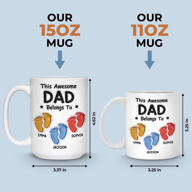 Walking Through Life With Dad - Family Personalized Custom 3D Inflated Effect Printed Mug - Father's Day, Gift For Dad, Grandpa