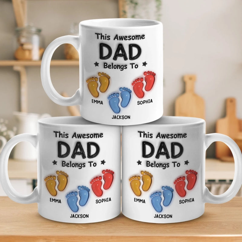 Walking Through Life With Dad - Family Personalized Custom 3D Inflated Effect Printed Mug - Father's Day, Gift For Dad, Grandpa