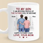 My Son, My Hero, Their Father - Family Personalized Custom Mug - Father's Day, Gift For Son