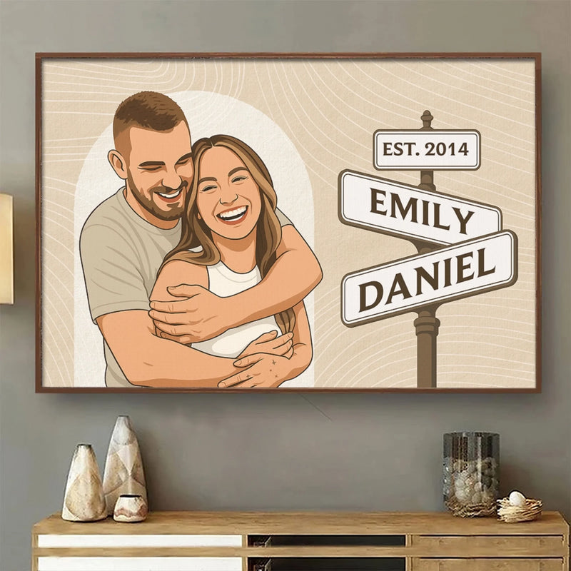 Custom Photo One Love, One Story, Always Us - Couple Personalized Custom Horizontal Poster - Gift For Husband Wife, Anniversary