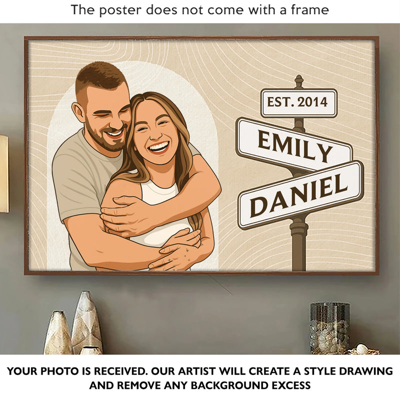 Custom Photo One Love, One Story, Always Us - Couple Personalized Custom Horizontal Poster - Gift For Husband Wife, Anniversary