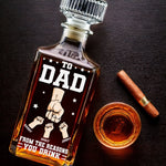 From The Reason You Drink - Family Personalized Custom Glass Whiskey Bottle - Father's Day, Gift For Dad, Grandpa