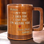 Still Falling For You, Every Single Day - Couple Personalized Custom Wooden Mug - Gift For Husband Wife, Anniversary
