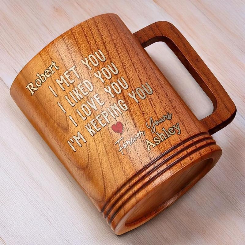 Still Falling For You, Every Single Day - Couple Personalized Custom Wooden Mug - Gift For Husband Wife, Anniversary