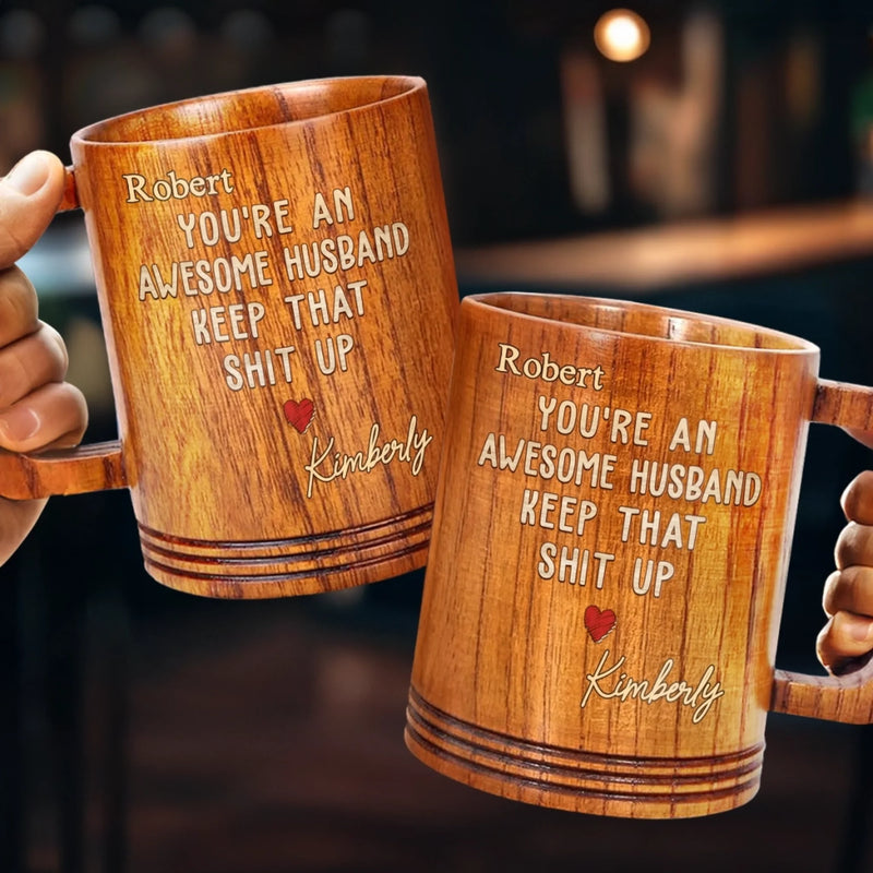 A Forever Kind Of Love - Couple Personalized Custom Wooden Mug - Gift For Husband Wife, Anniversary