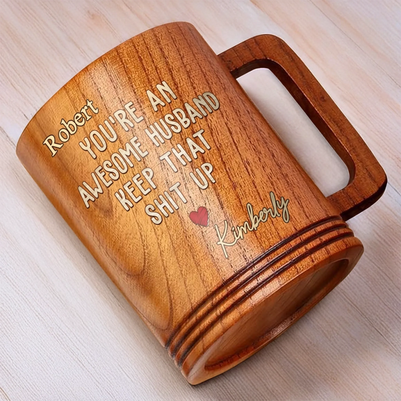 A Forever Kind Of Love - Couple Personalized Custom Wooden Mug - Gift For Husband Wife, Anniversary