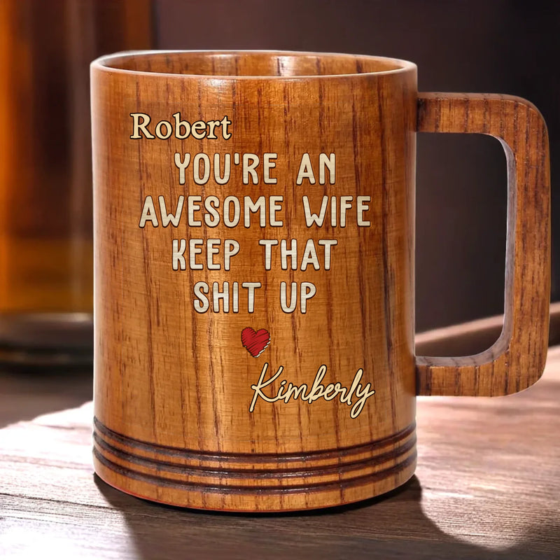 A Forever Kind Of Love - Couple Personalized Custom Wooden Mug - Gift For Husband Wife, Anniversary