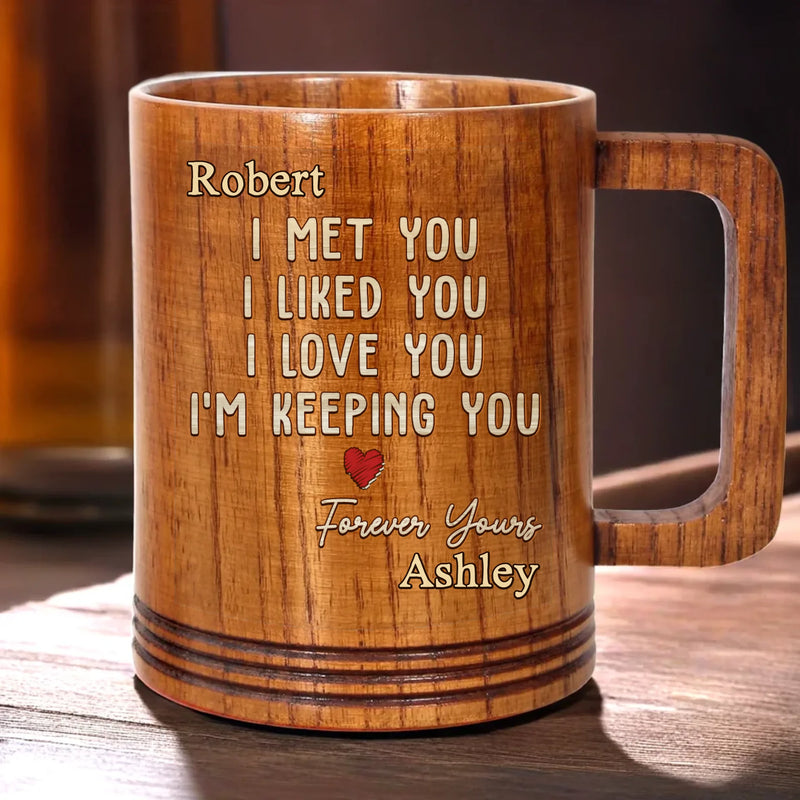 Still Falling For You, Every Single Day - Couple Personalized Custom Wooden Mug - Gift For Husband Wife, Anniversary
