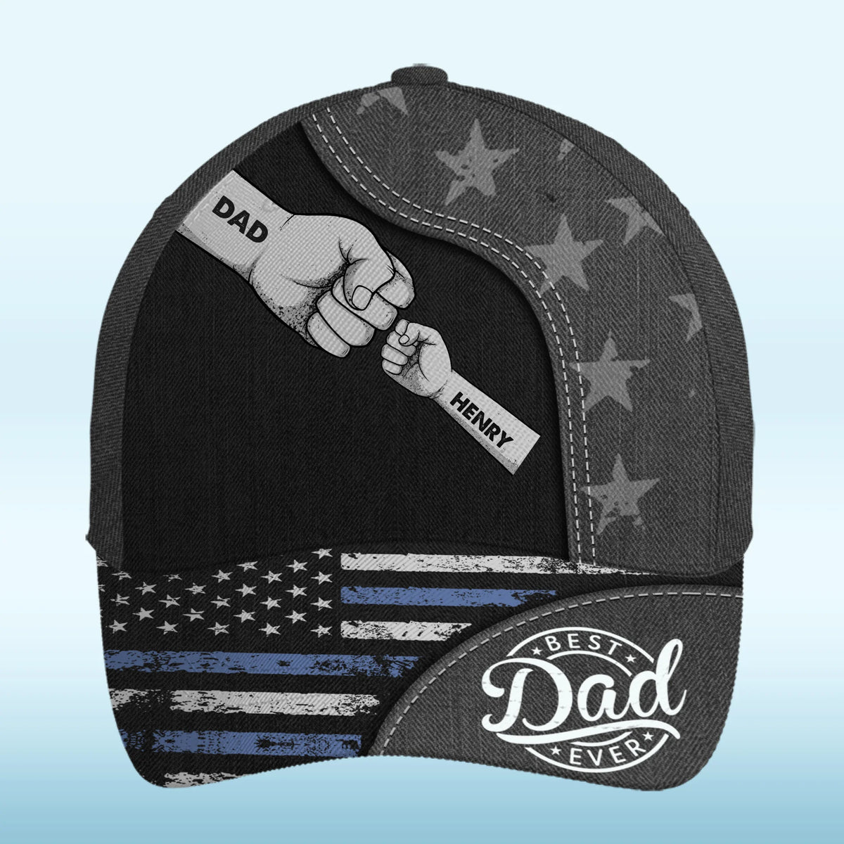 Dad’s Power Comes From Love - Family Personalized Custom Hat, All Over Print Classic Cap - Father's Day, Gift For Dad, Grandpa