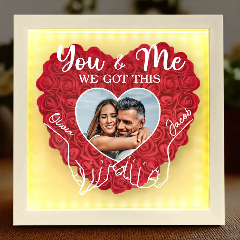 Custom Photo With You, Everything Is Cozy - Couple Personalized Custom Flower Shadow Box With LED - Gift For Husband Wife, Anniversary