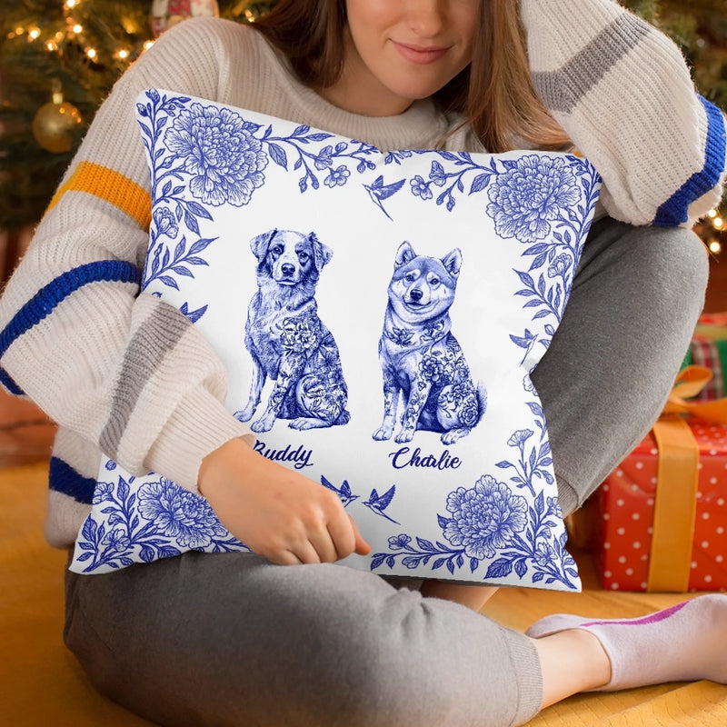 Pawprints Among Petals - Dog Personalized Custom Pillow - Gift For Pet Owners, Pet Lovers