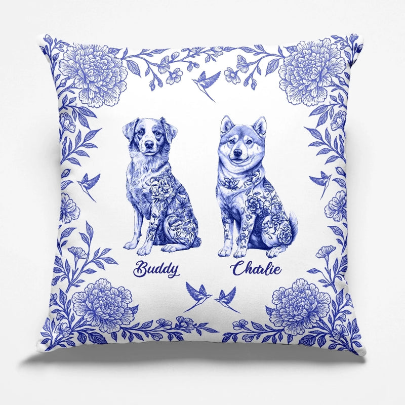 Pawprints Among Petals - Dog Personalized Custom Pillow - Gift For Pet Owners, Pet Lovers
