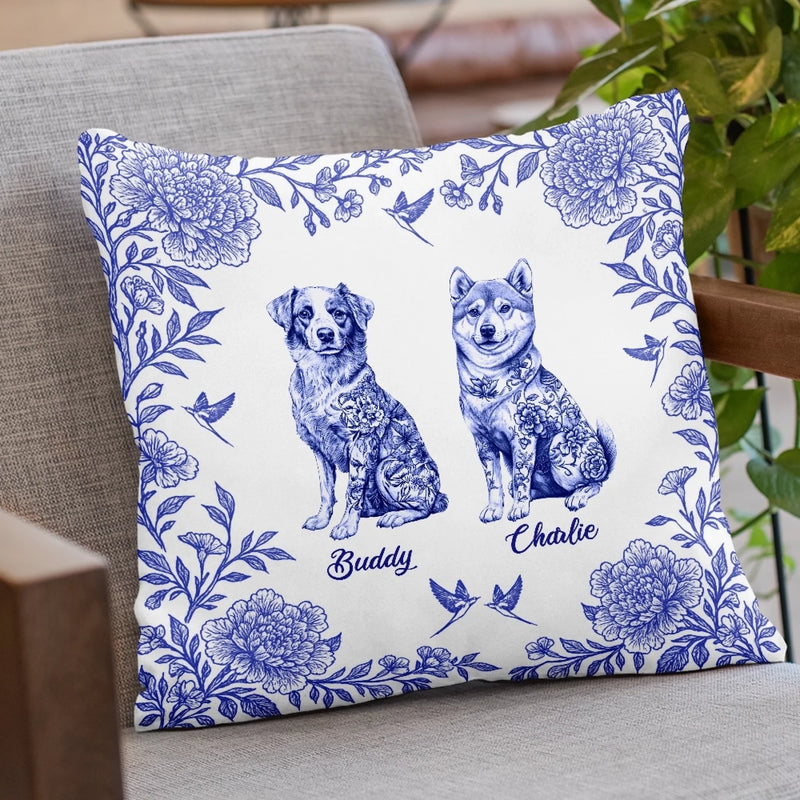 Pawprints Among Petals - Dog Personalized Custom Pillow - Gift For Pet Owners, Pet Lovers