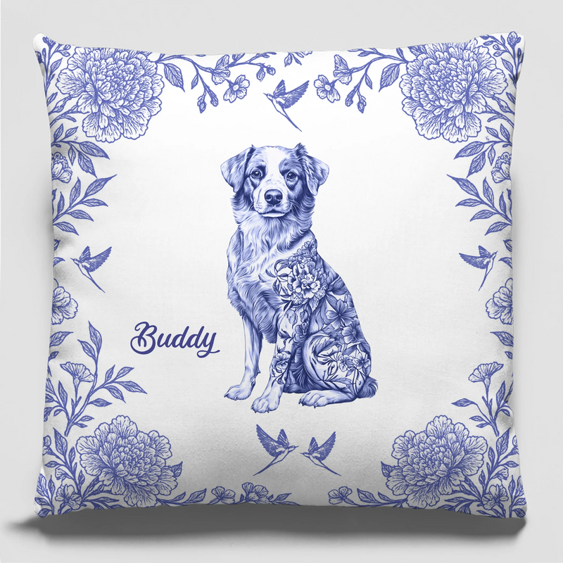 Pawprints Among Petals - Dog Personalized Custom Pillow - Gift For Pet Owners, Pet Lovers