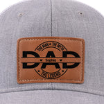 Father First Always Hero - Family Personalized Custom Leather Patch Hat - Father's Day, Gift For Dad, Grandpa