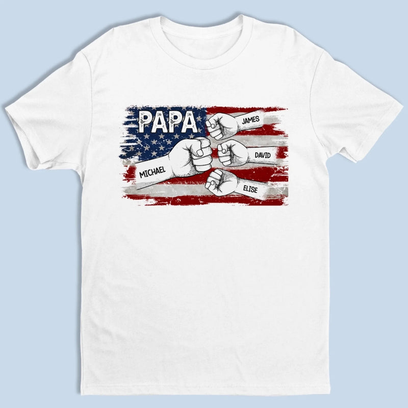 Papa’s Team, Stronger Together - Family Personalized Custom Unisex T-shirt, Premium T-shirt, Hoodie -  Father's Day, Gift For Dad, Grandpa
